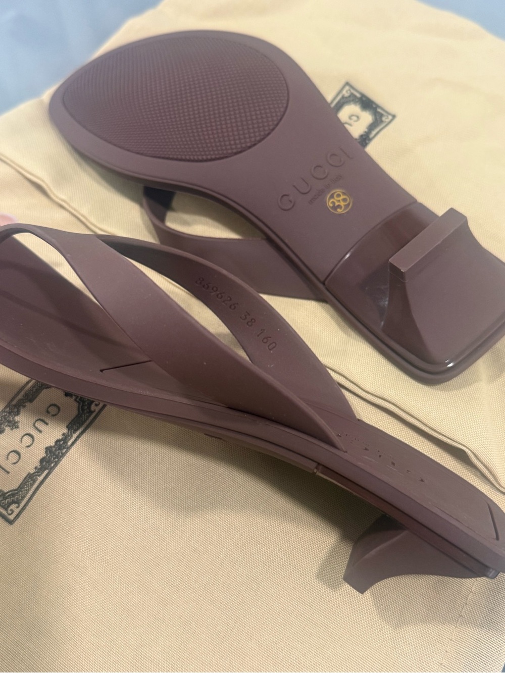 Gucci Brown Heeled Thong Mules - Picture 9 of 10